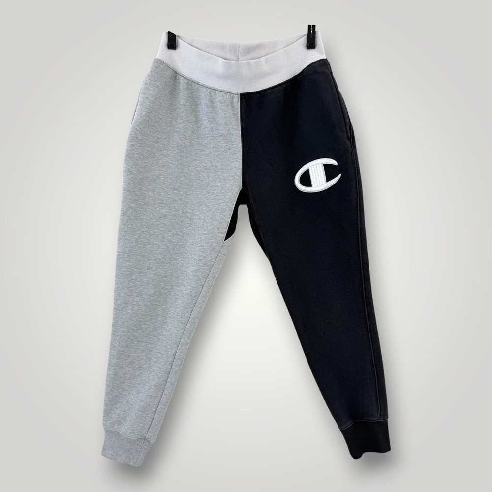 Champion Reverse Weave Jogger Pants Mens M Gray Black Colorblock Fleece